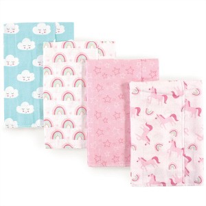 Luvable Friends Baby Girl Cotton Flannel Burp Cloths 4pk, Rainbow, One Size - 1 of 1