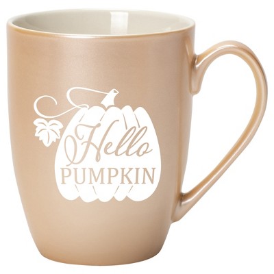 Elanze Designs Hello Pumpkin Pearlescent Sand 10 ounce New Bone China Coffee Cup Mug