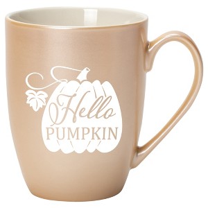Elanze Designs Hello Pumpkin Pearlescent Sand 10 ounce New Bone China Coffee Cup Mug - 1 of 4