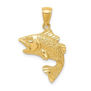 Black Bow Jewelry 14k Yellow or White Gold Bass Pendant, 17mm (5/8 inch) - 1 of 4