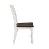 Simple Relax Set of 2 Wooden Dining Chairs with Ladder Back in White and Dark Cocoa - 3 of 4