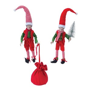 Christmas Polyester Elf Figurines Set of 2 – Holiday Display by Melrose - 1 of 3