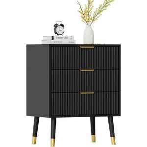 Acekool  3 Drawer Modern Dresser, Vertical Stripe Storage Chest, Bedroom Living Room Organizer - 1 of 4