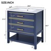 NicBex 30" Bathroom Vanity with Sink, Morden Bathroom Cabinet Storage with 2 Spacious Drawers and Open Shelf for Bathroom, Blue - 2 of 4