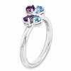 Black Bow Jewelry Sterling Silver, Amethyst & Blue Topaz Butterfly Stackable Ring - image 3 of 4