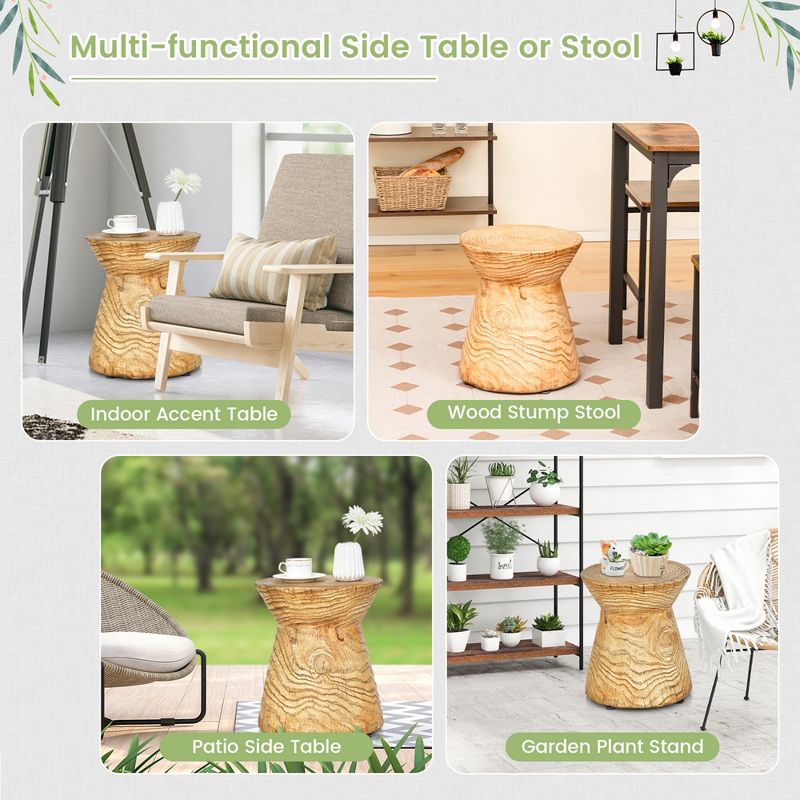 Costway 17'' Concrete Accent Side Table Hourglass Wood-like End Table Plant Stand Stool, 5 of 11