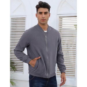 Coolmee Men's Bomber Jacket Lightweight Casual Stylish Light Flight Jacket Windbreaker Varsity Jackets - 1 of 4