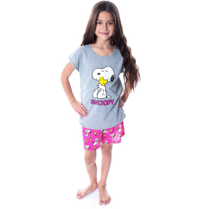 Peanuts Girls' Pajamas Snoopy and Woodstock Shirt And Shorts Pajama Set Snoopy and Woodstock, 5 of 6