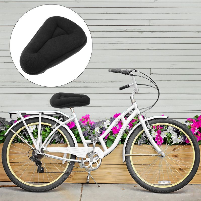 Unique Bargains Bike Bicycle Thickened Saddle Seat Cover Comfort Pad Padded Soft Cushion Plush Black, 3 of 7