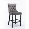 Contemporary Velvet Upholstered Barstools with Button Tufted Decoration and Wooden Legs, and Chrome Nailhead Trim,Bar stools, Set of 2 - 2 of 4