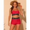 Elerevyo Women's Contrast Color High Waisted Scoop Neck Swimsuit Bathing Suit 2 Pcs - 4 of 4