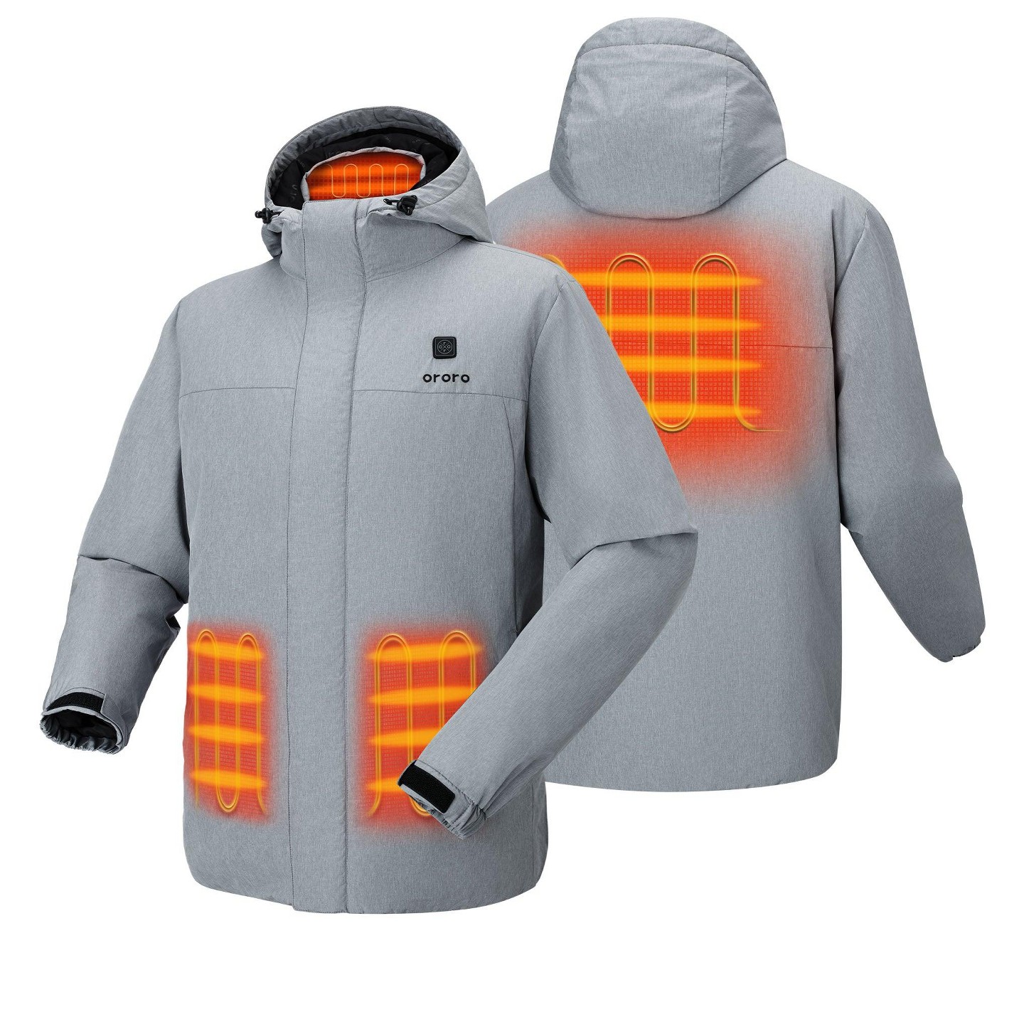 Мужские куртки Ororo 4-Zone Thermolite Heated Padded Jacket with Battery (Gray, 2XL) — фото 1
