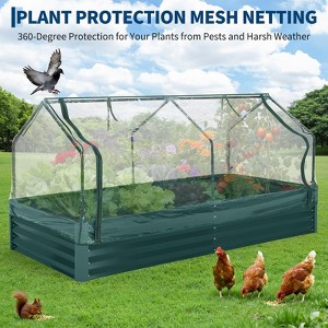 Large Oval Galvanized Raised Garden Bed Kit with Cover Zippered Screen Doors,Open Base Design,Thick Steel,Planter Box for Vegetables,Flowers - 1 of 4