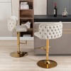 Lyngins Luxury 360° Swivel Counter Height Bar Stool Set of 2, Adjustable Height Counter Stools with Gold-Plated Base, Back Buttons & Hammered Rivets - 3 of 4