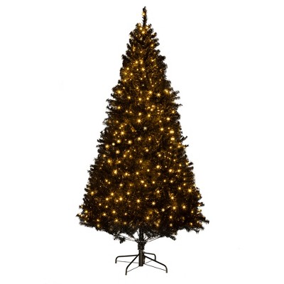 FURNIinspire Artificial Trees Tall Prelit Christmas Tree Indoor Christmas Decorations For Living Room, Christmas Vibe, Black, 47.3"*47.3"*88.5"