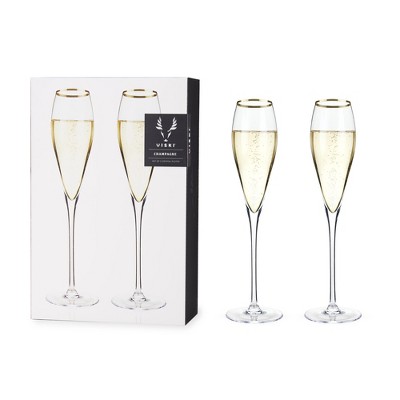 Viski Raye Crystal Champagne Flutes - 8 oz - Set of 2