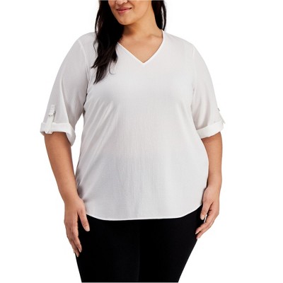 Calvin Klein Womens Textured Pullover Blouse