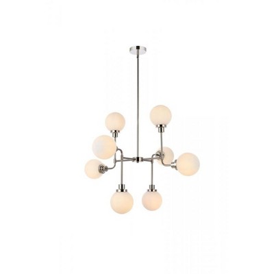 Elegant Lighting Hanson 8 lights pendant in polished nickel with frosted shade