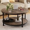 Round Coffee Table for Living Room Rustic Center Table with Storage Shelf Wood Circle Coffee Table with Sturdy Metal Legs, Easy Assembly - 2 of 4