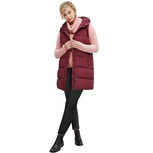 ellos Women's Plus Size Long Hooded Puffer Vest - 1 of 4