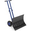 TackView Snow Shovel with Wheels, Heavy Duty Double Rod Wheeled Snow Pusher with Metal Blade, for Driveway Sidewalk Yard - 2 of 4