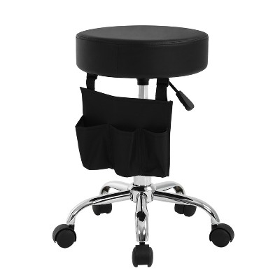 FDW Salon Chair Rolling Stool Adjustable 14 Inches Hydraulic Rolling Swivel Bar Stool Tattoo Facial Massage Salon Chair with Padded Seat, Black