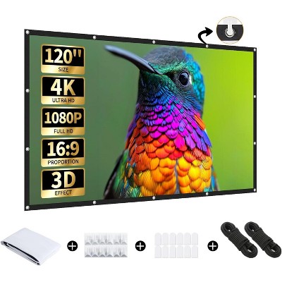 120-inch Portable Projector Screen, 4K HD 16:9, Wrinkle-Free and Foldable for Indoor and Outdoor, Home Theater and Backyard