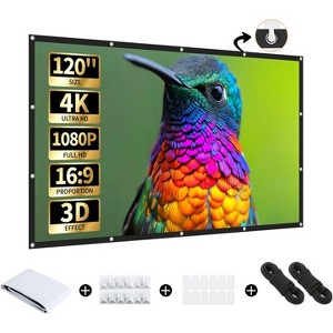 120-inch Portable Projector Screen, 4K HD 16:9, Wrinkle-Free and Foldable for Indoor and Outdoor, Home Theater and Backyard - 1 of 4