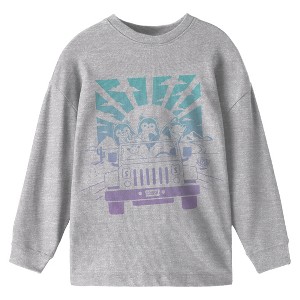 Squishmallows Car Ride Crew Neck Long Sleeve Gray Youth Tee - 1 of 2