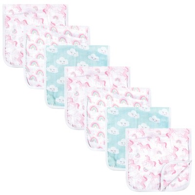 Luvable Friends Infant Girl Muslin Burp Cloth 7pk, Rainbow, One Size