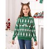Family Christmas Sweater Reindeer Snowflake Pattern Crew Neck Holiday Pullover Knitwear - 3 of 4