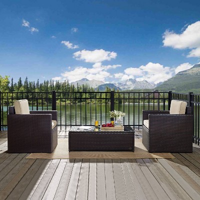 Mahogany Handwoven Resin Wicker 3-Piece Outdoor Seating Set
