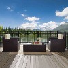 Palm Harbor 3pc Outdoor Wicker Seating Set - Sand - Crosley: All-Weather, UV-Resistant with Tempered Glass Table - 3 of 4