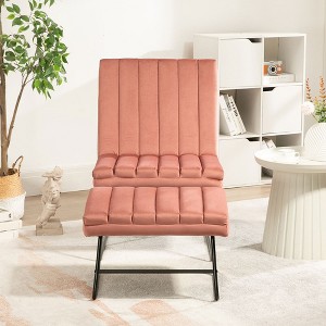 Recliner Chair, Lazy Chair With Footrest, 5 Backrest Settings, High Density Sponge Filling,velvet Lounge Chair Living Room - 1 of 4