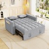 MAYEERTY Sleeper Sofa Couch Pull Out Bed Modern Velvet Convertible Small Love Seat with Pillows Sode Pockets for Small Space Light Gray - 2 of 4