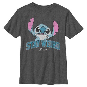 Boys Lilo & Stitch Distressed Stay Weird Alien T Shirt - 1 of 4