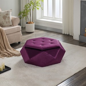Christopher Knight Home Florence Modern Velvet Polygon Diamond Tufted Storage Ottoman - 1 of 4