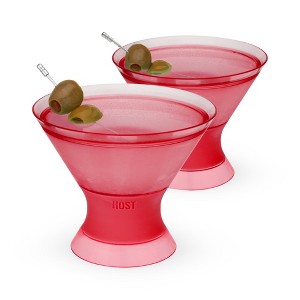 HOST Freeze Insulated Martini Cooling Cups, Plastic Freezer Gel Chiller Double Wall Stemless Cocktail Glass Set of 2, 9oz Punch Pink - 1 of 4