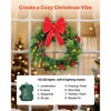 24" Pre-Lit Christmas Wreath with 50 LED Lights, Timer, Pine Cones, Red Berries & Holly Leaves - 4 of 4