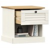 vidaXL White Solid Pine Wood Bedside Cabinet - Stylish Shutter Design Storage End Table with Drawer and Compartment for Bedroom/Living Room - 3 of 4