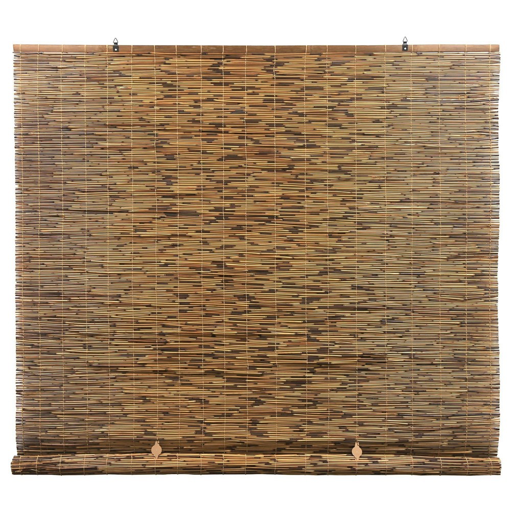 Radiance 5' x 6' Cord Free Peeled and Polished Reed Roll-Up Outdoor Sun Shade, Cocoa