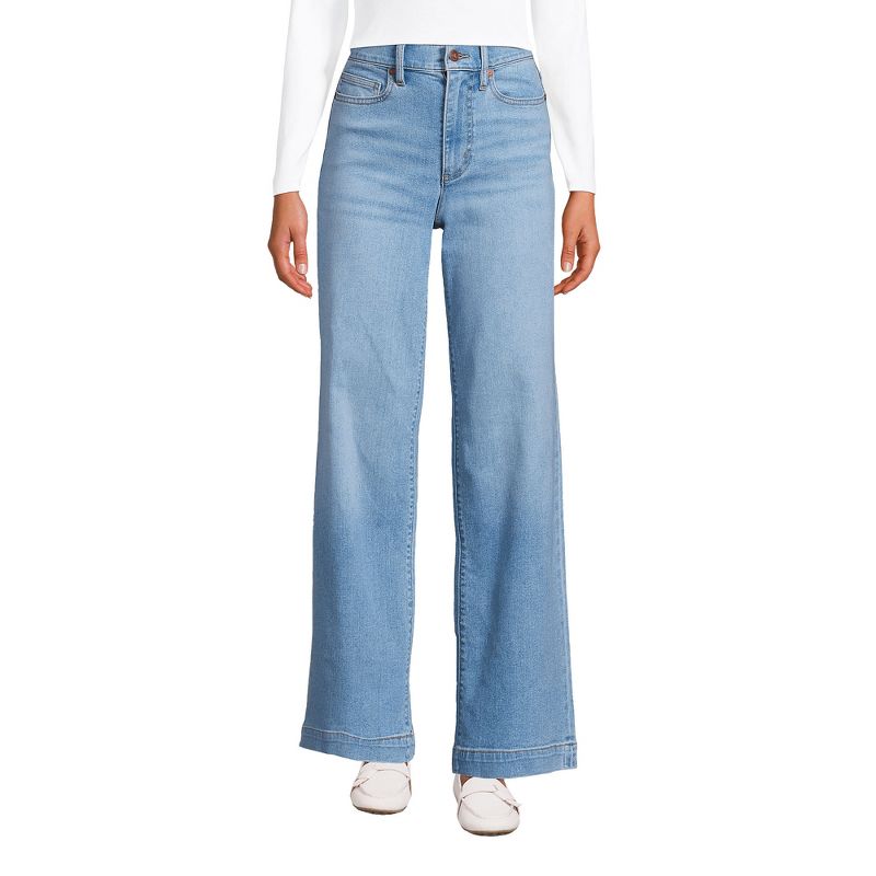 Lands' End Women's Recover High Rise Wide Leg Blue Jeans, 1 of 6