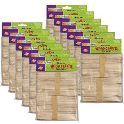 100 Sticks - Jumbo Wood Craft Popsicle Sticks 6 inch (Green)