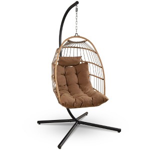 SereneLife Egg Swing Chair - Indoor/Outdoor Hanging Chair with Stand - 1 of 4