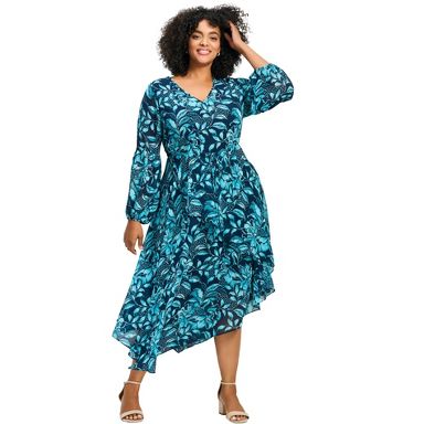 chiffon dress size 20 Avenue Women's Plus Size Endless Love Chiffon Dress - Blue Floral