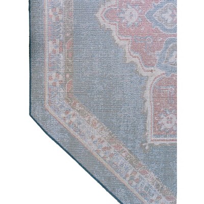 Utopia Collection Navy Blue Abstract 7' Octagon Synthetic Rug