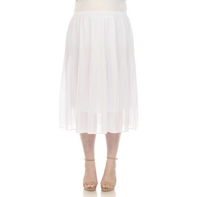 White Mark Plus Size Pleated Chiffon Midi Skirt