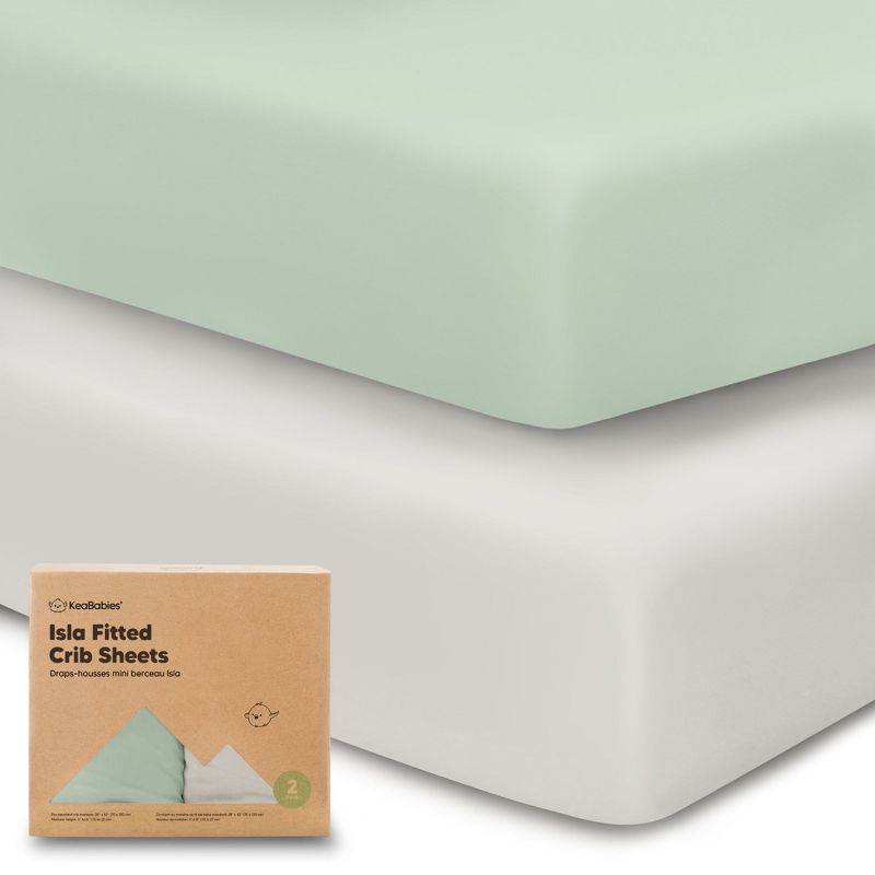 KeaBabies 2pk Isla Fitted Crib Sheets for Boys, Girls, Baby Crib Sheet, Fits Standard Nursery Crib Mattresses, 1 of 11