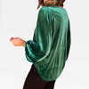 Womens Velvet Tops 3/4 Lantern Sleeve V Neck Flowy Blouse Elbow Sleeve Fall Blouse Elegant Velvet Shirts Christmas Party Holiday Tunic Shirts - 2 of 4