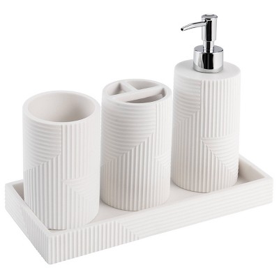 4pc Devash Resin Bath Accessory Set Black - Kralix : Target